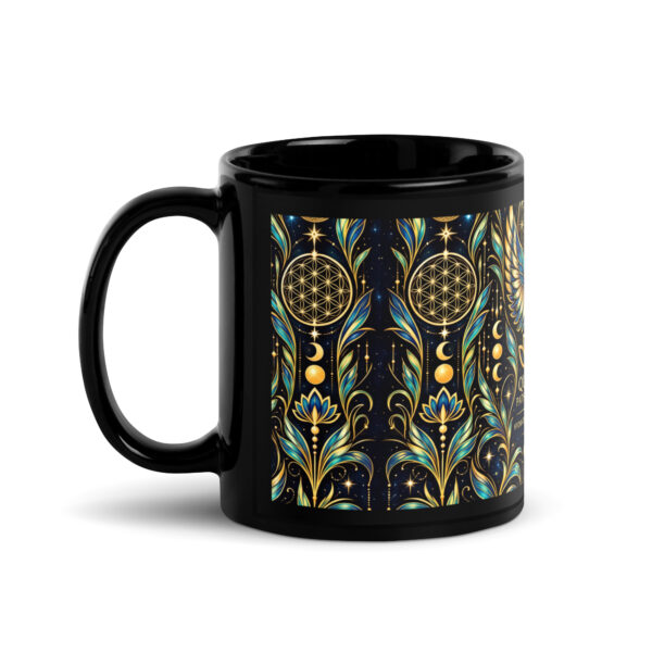 black-glossy-mug-black-11-oz-handle-on-left-6ae36e0cebad1.jpg Celestial Wing Frequency | Morning Blessing Ceramic Coffee Mug