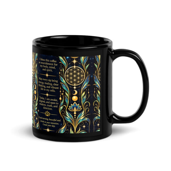 black-glossy-mug-black-11-oz-handle-on-right-6ae36e0ce8ad8.jpg Celestial Wing Frequency | Morning Blessing Ceramic Coffee Mug
